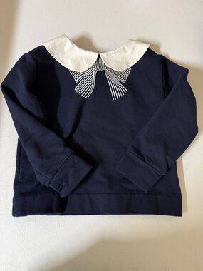 Jacadi Navy and White Collared Knit Top